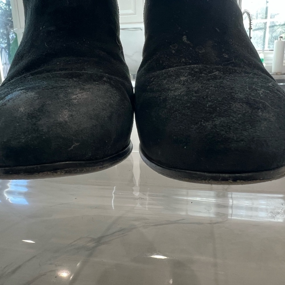 TORY BURCH Patricia Black suede 3inch booties with gold tory logo size 7.5 - Picture 11 of 13